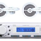 New White Marine Boat Yacht In Dash MP3 Radio Stereo System & 4 Speakers