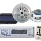 Pyle PLMR18 New Marine Boat MP3 USB AUX AM FM Radio Pair 5.25 Speakers,Cover