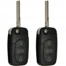 2 New Uncut Flip Key Pair Remote Keyless Entry Fob Clicker For 4D0837231E
