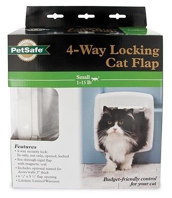 PetSafe 4-Way Locking Cat Door PPA00-11325 White Interior/Exterior w/Tunnel