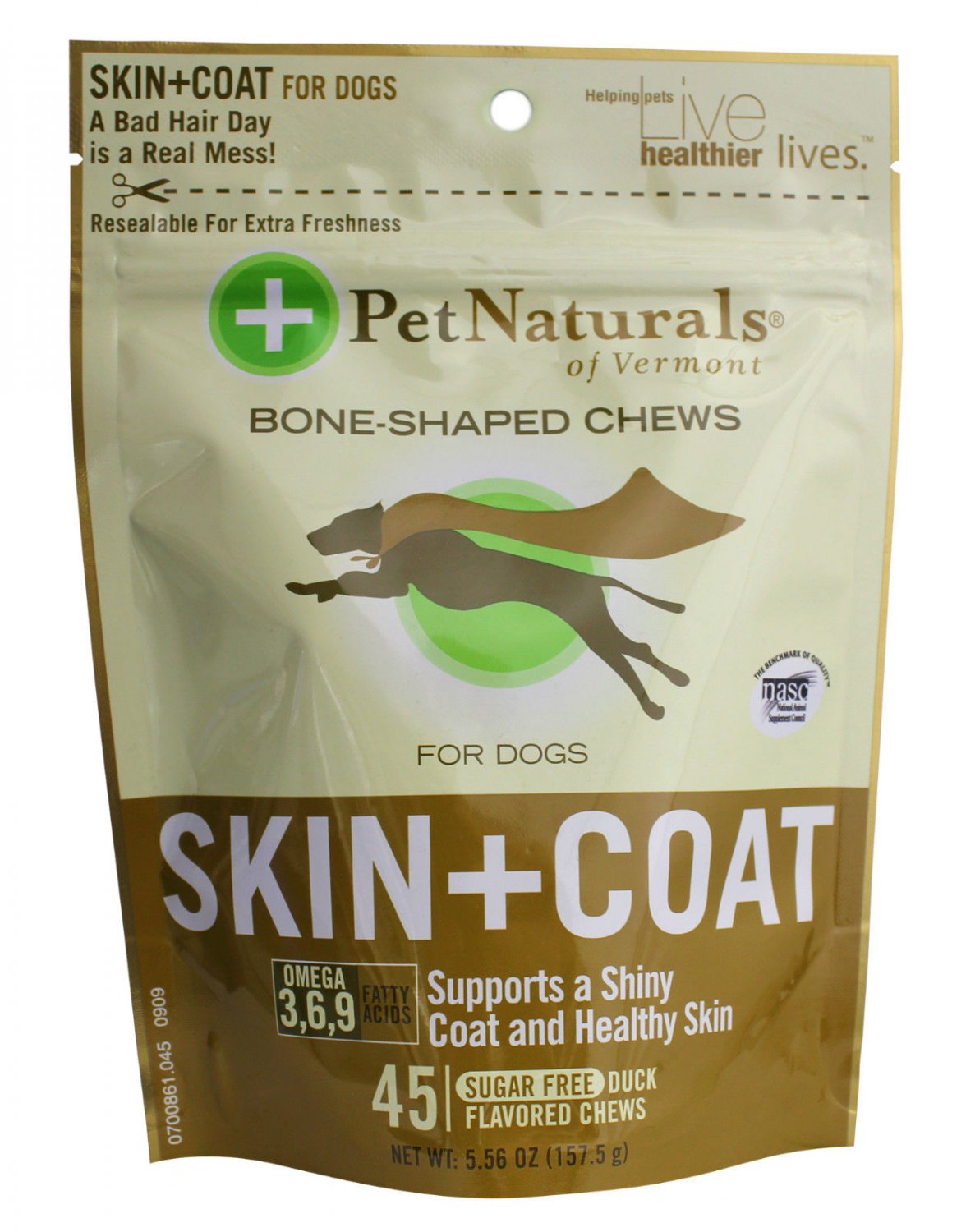 Pet Naturals Skin + Coat for Dogs BoneShaped 45 Chews