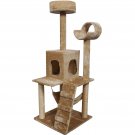 Goplus 52" Cat Kitty Tree Tower Condo Furniture Scratch Post Pet Home Bed Beige