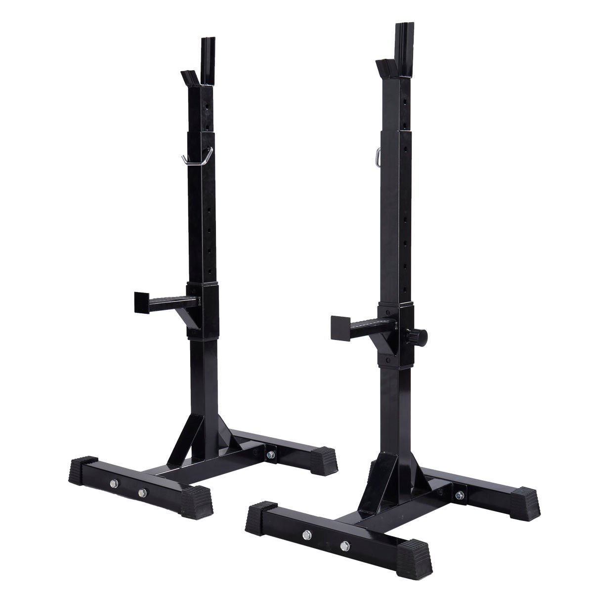 Pair of Adjustable Standard Solid Steel Squat Stands Barbell Free Press Bench