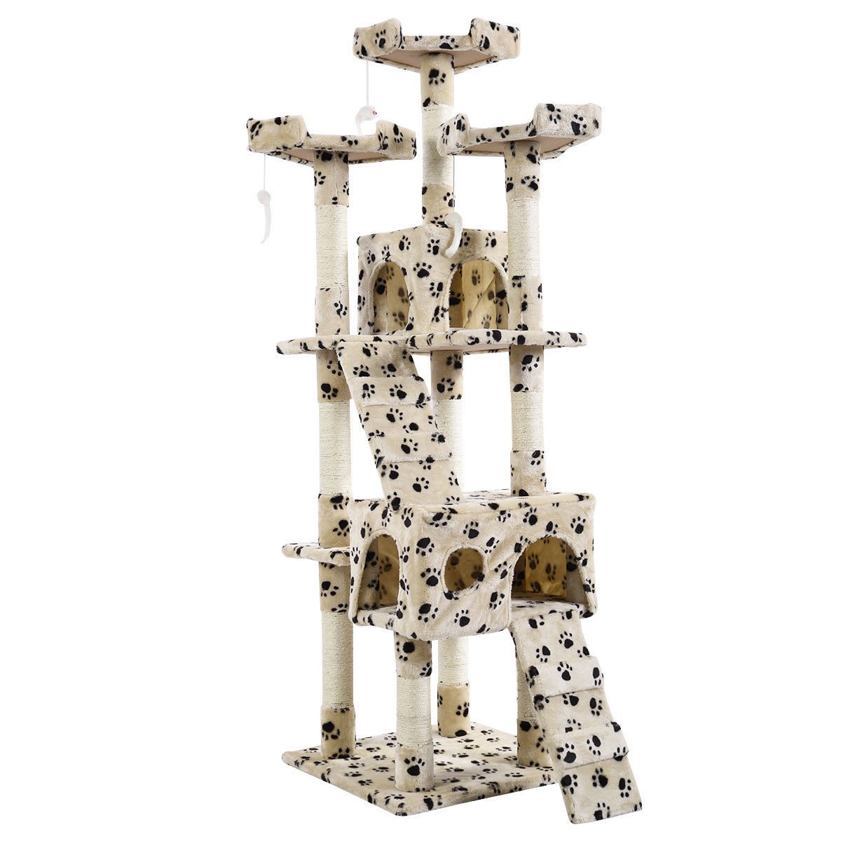 67" Cat Tree Tower Condo Furniture Scratching Post Pet Cat Kitty House Beige Paw