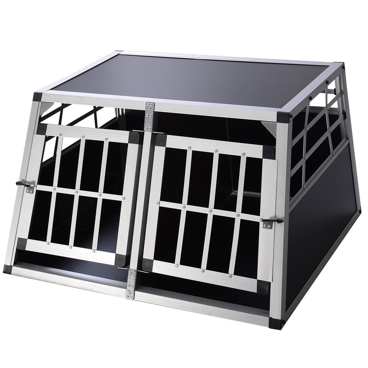 Goplus Large 2-Door Aluminum Box Dog Crate Kennel Pet ...