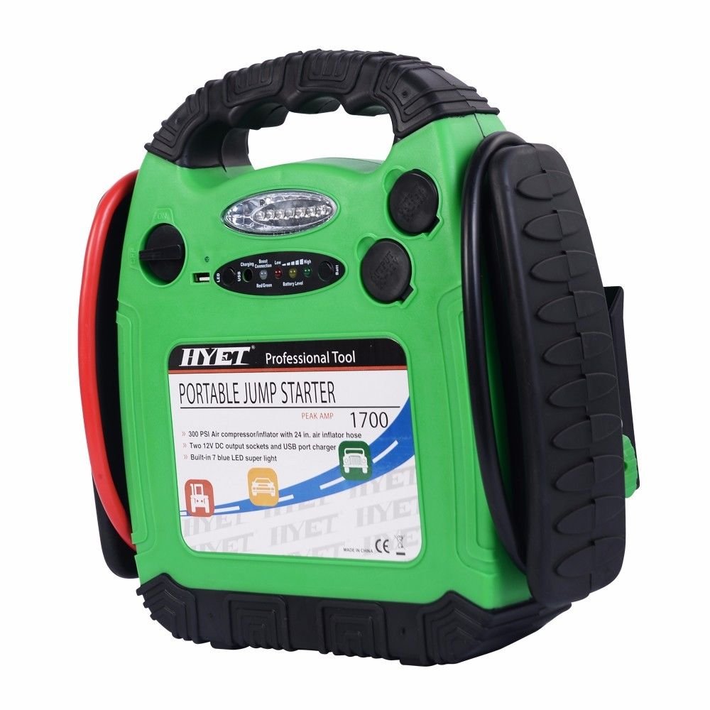 12V Portable Battery Jump Starter Air Compressor Car Booster Jumper 500 Amp