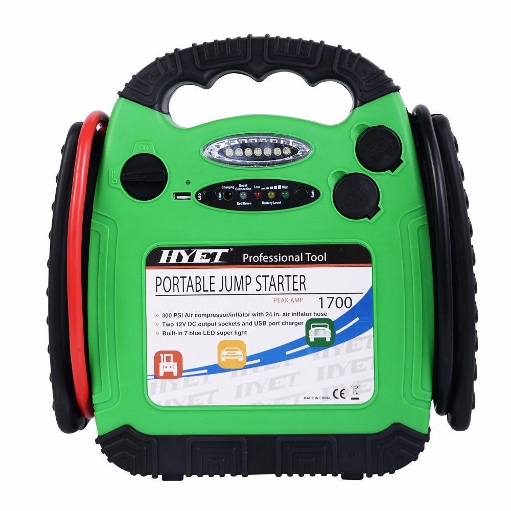 12V Portable Battery Jump Starter Air Compressor Car Booster Jumper 500 Amp