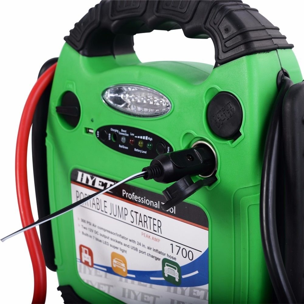 12V Portable Battery Jump Starter Air Compressor Car Booster Jumper 500 Amp