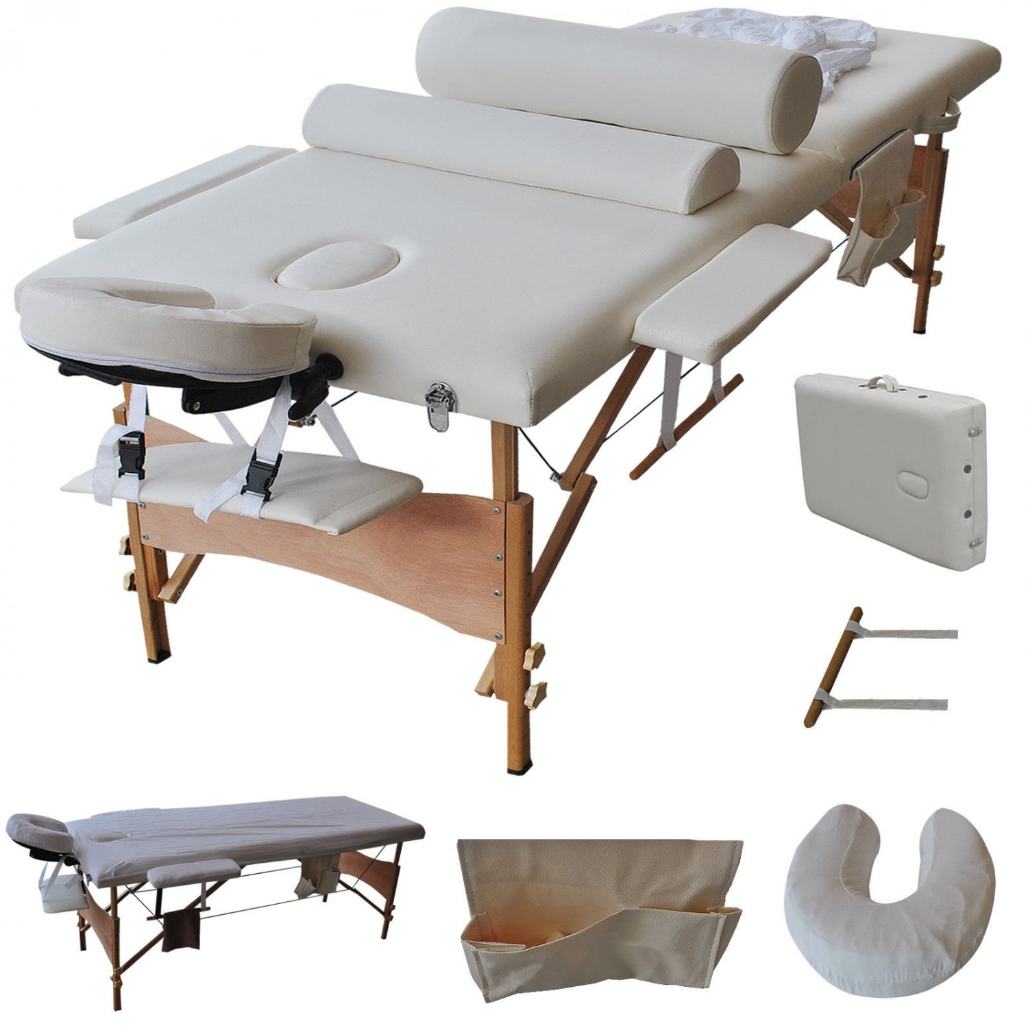 84"L Massage Table Portable Facial SPA Bed W/Sheet+Cradle Cover+2