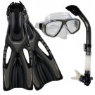 NEW Lady Dive Snorkeling Mask Dry Snorkel Fins Gear Set Titanium