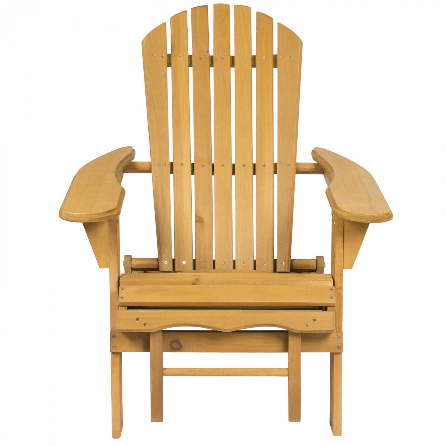 Outdoor Adirondack Wood Chair Foldable W Pull Out Ottoman Patio Deck