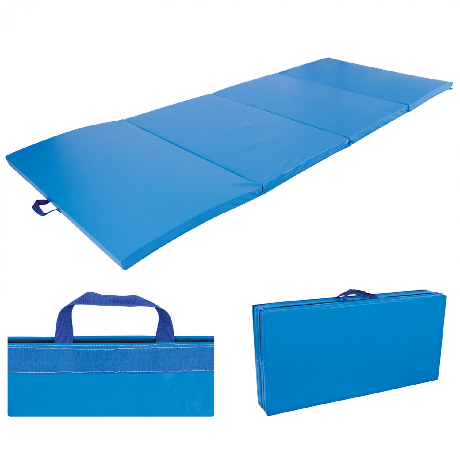4'x10'x2" Gymnastics Gym Folding Exercise Aerobics Mats Blue Stretching