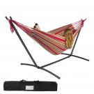 Double Hammock With Space Saving Steel Stand Includes Portable Carrying Case Red