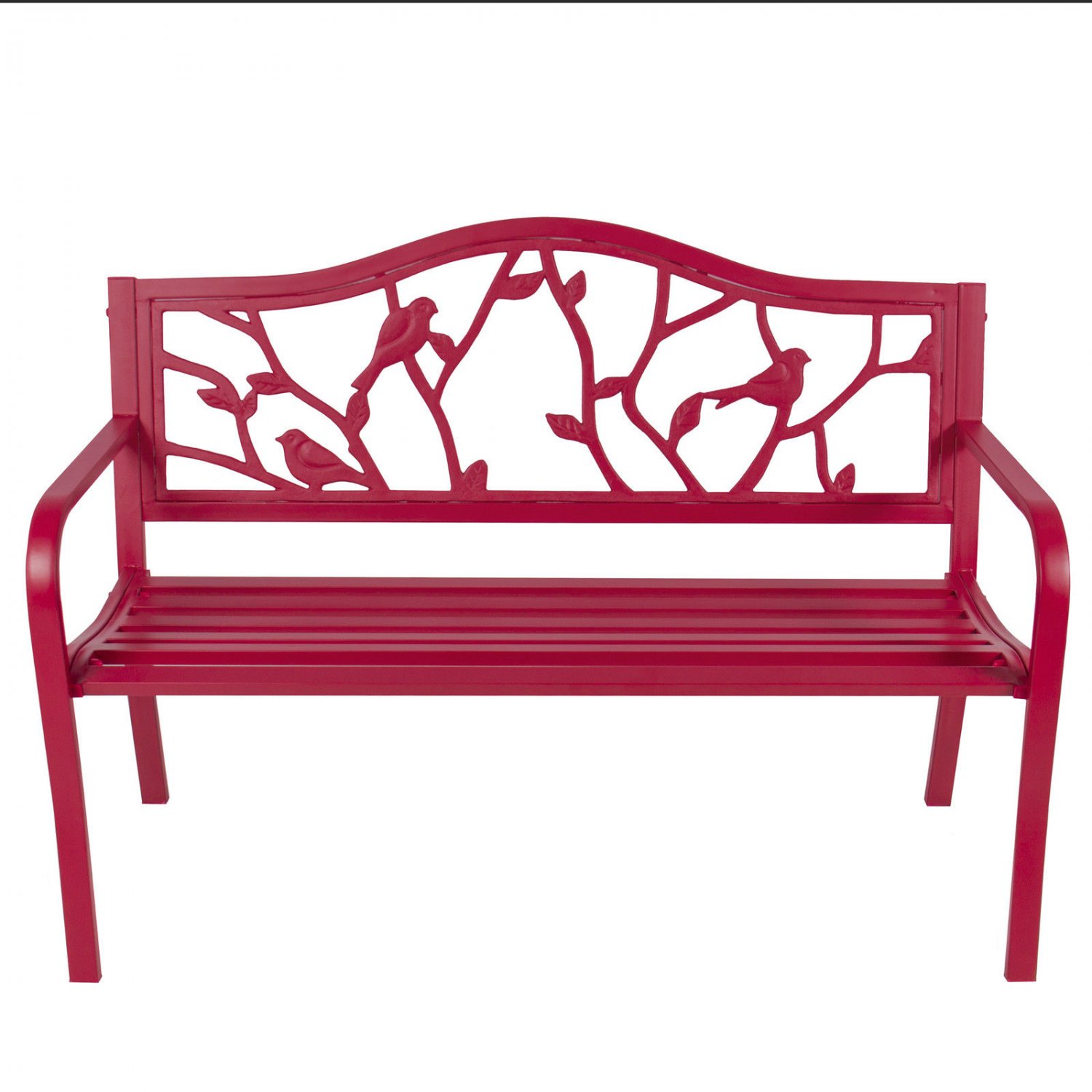 Rose Red Steel Patio Garden Park Bench Outdoor Living Patio Furniture