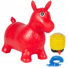Kids Red Horse Hopper, Inflatable Jumping Horse Ride-on Bouncy Pump Included