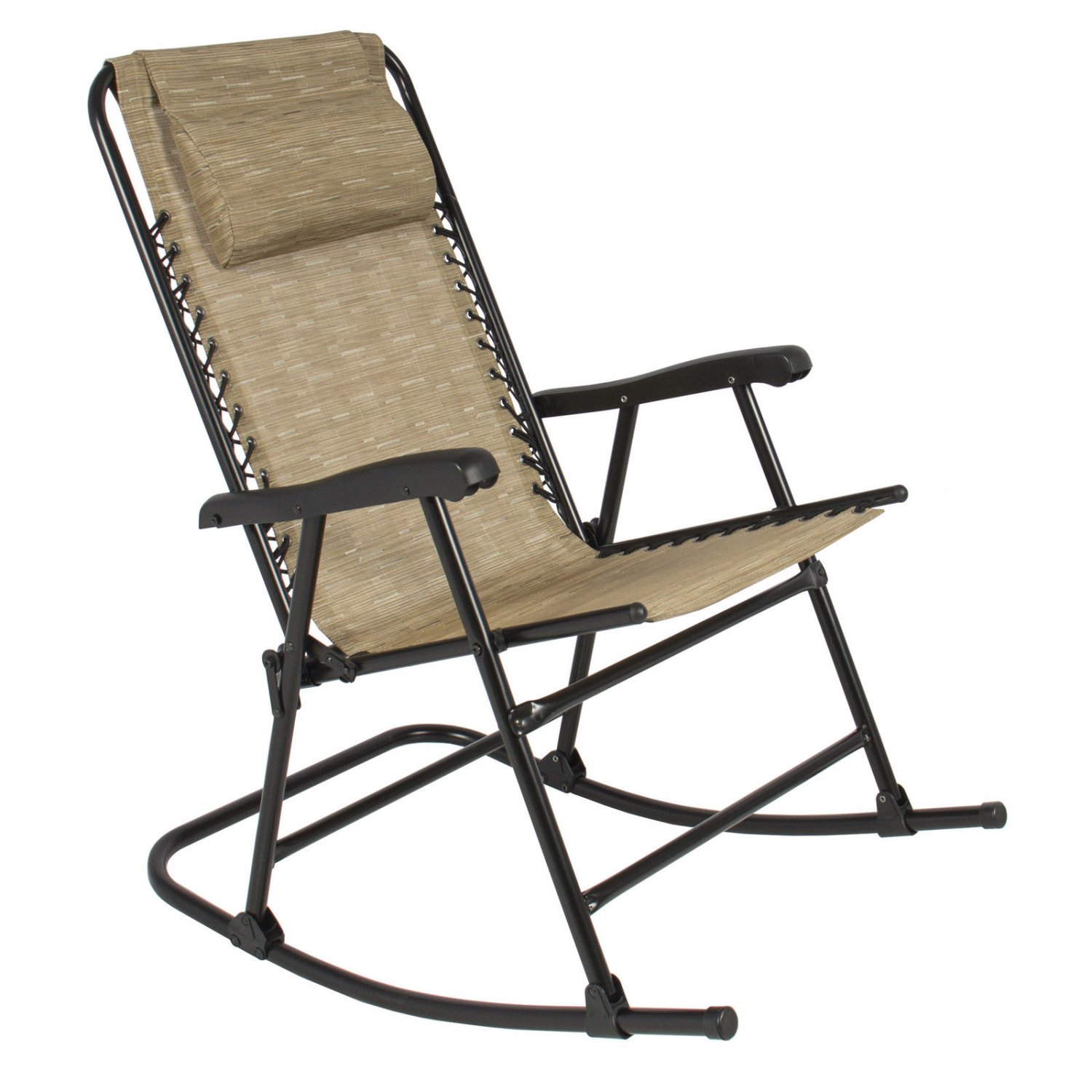 Folding Rocking Chair Foldable Rocker Outdoor Patio Furniture Beige