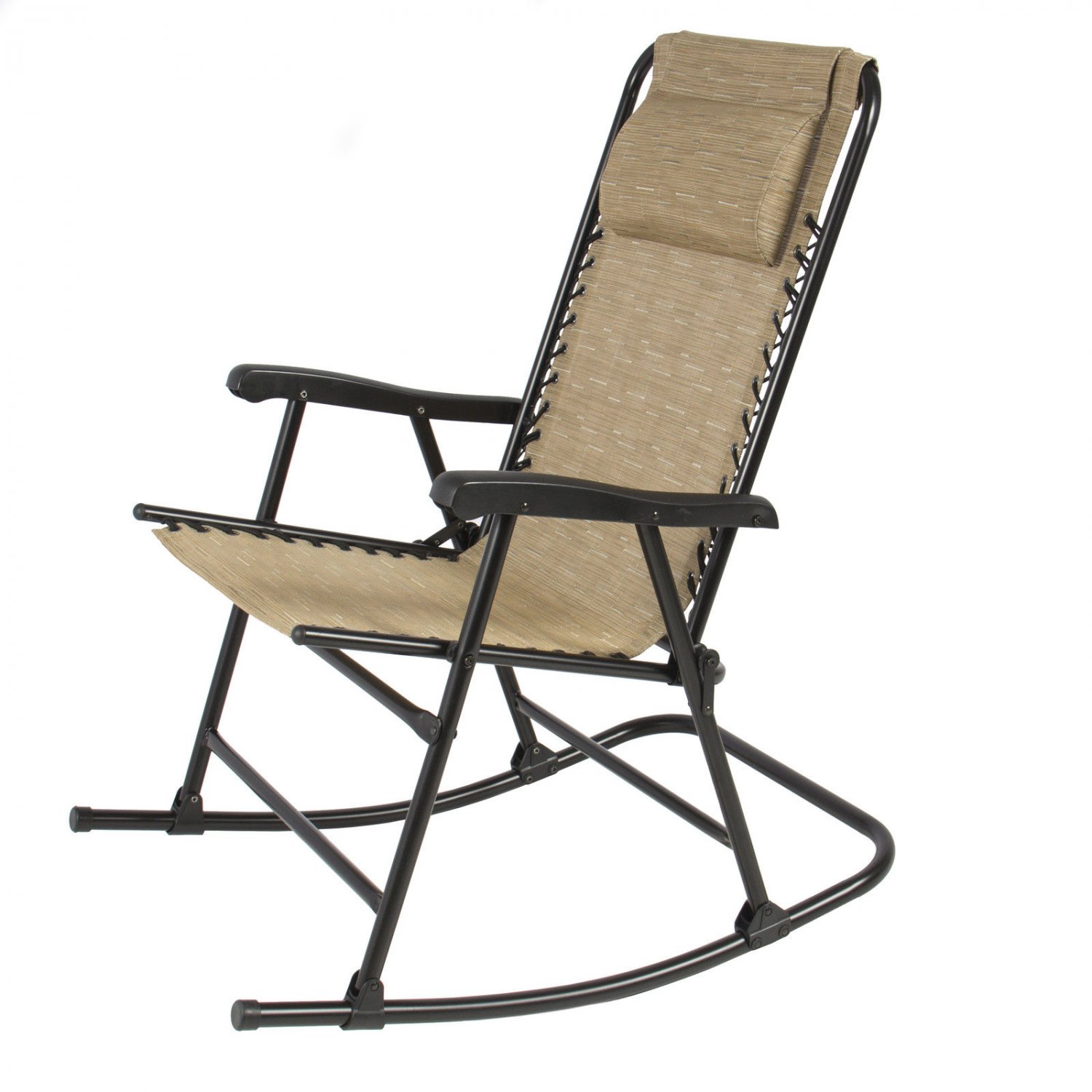 Folding Rocking Chair Foldable Rocker Outdoor Patio Furniture Beige