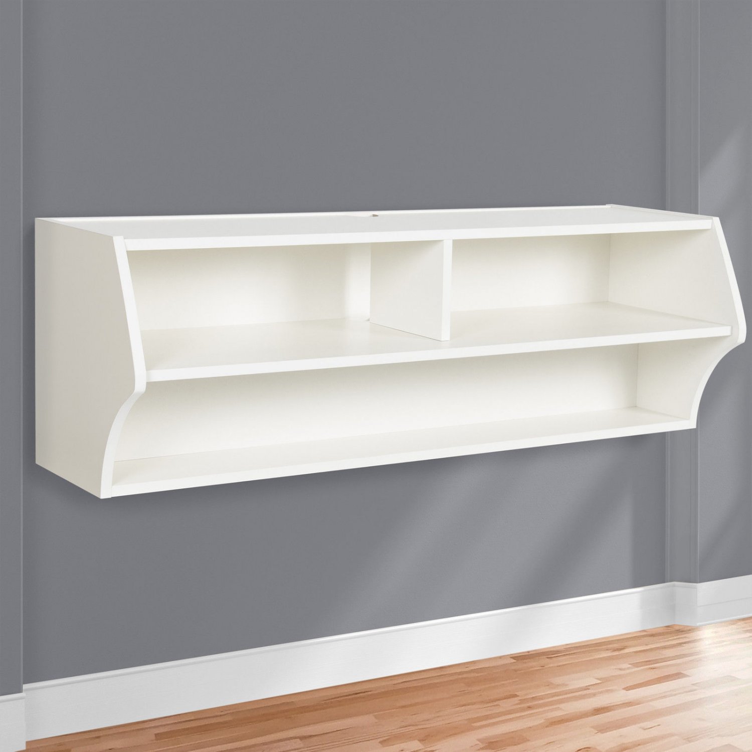 Wall Mounted Audio Video Console TV Stand White Finish