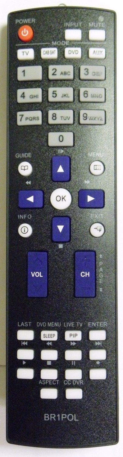 Brand New Replacement POLAROID 845-C45-GF1XAPH TV & TV/DVD Remote RC-201