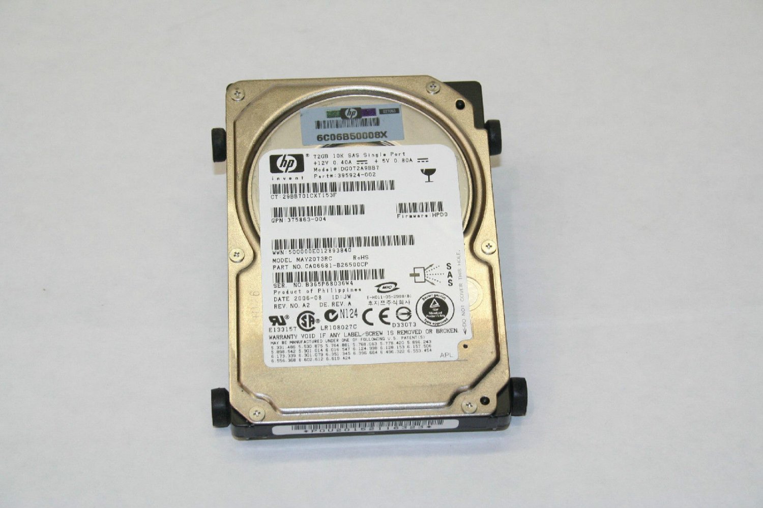 HP Compaq 72GB 10000 RPM, 2.5" SFF SAS Internal Hard Drive P/N: 384141-B21