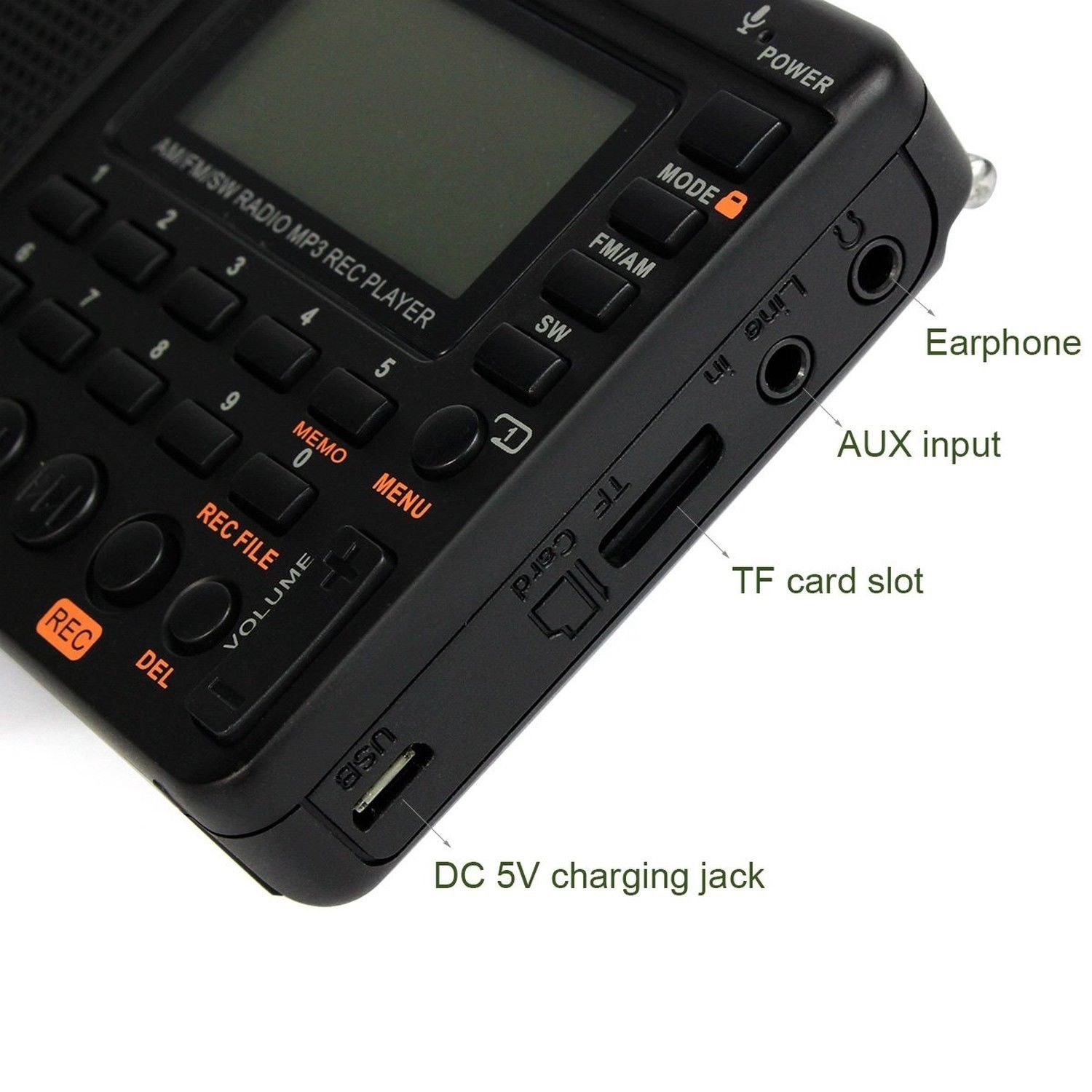 TIVDIO V-115 Portable Shortwave Transistor Radio AM/FM Stereo with MP3