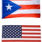 2 FLAGS PUERTO RICAN FLAG OF PUERTO RICO 3 X 5 FEET AND AMERICAN USA FLAG 3 X 5
