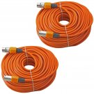 2 ORANGE 100ft 30m meter lead MALE to FEMALE 3pin XLR cables for powered speaker