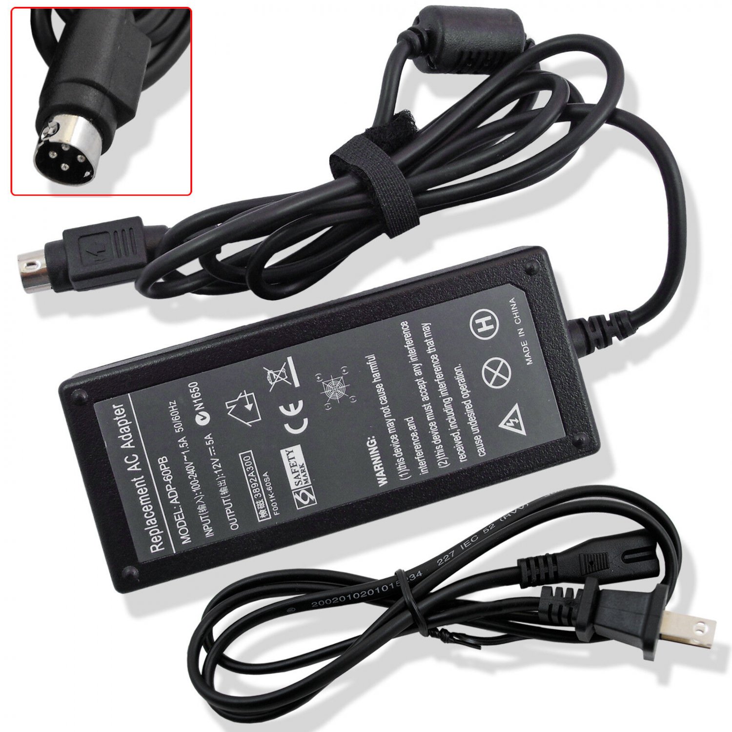 4Pin 12V 5A AC Power Adapter Charger For Viewsonic VG175 VG181 VG191