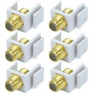 6 Pcs F Type Keystone Jack Coax Cable Connector Adapter Insert RG59 RG6 White