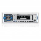 Pyle PLMRB29W White Radio USB AUX SD Receiver, 2x 4'' Waterproof Speakers, Cover