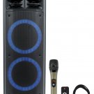 Rockville Go Party ZR10 Dual 10"" Portable Bluetooth Speaker w/LED+UHF Microphone