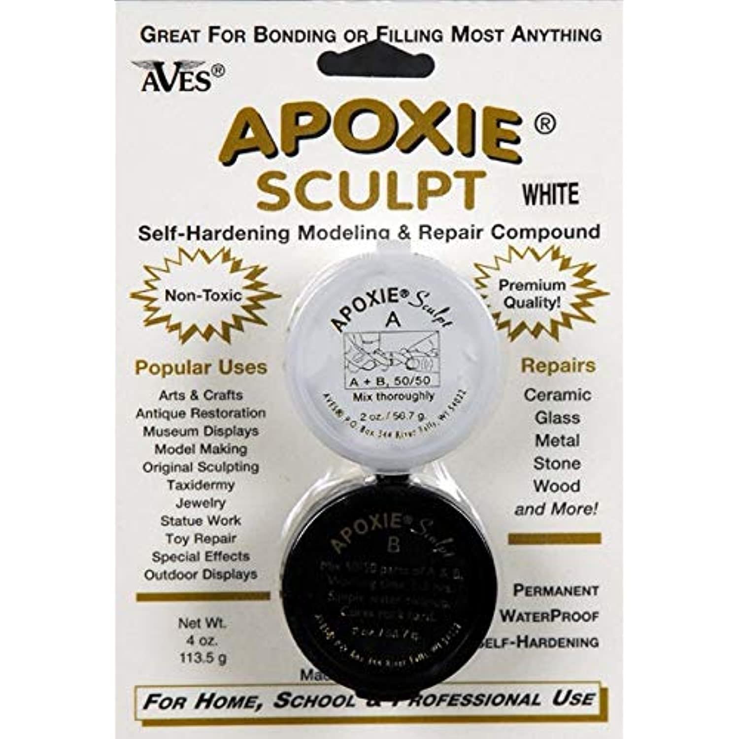 Apoxie Sculpt - 2 Part Modeling Compound (A & B) - 1/4 Pound, White