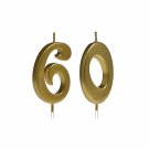 Gold 60Th Birthday Candles,Number 60 Cake Topper For Party Decoration