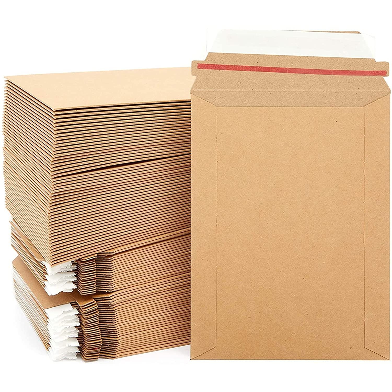 Rigid Mailing Envelopes, Kraft Paper Stay Flat Mailers (6X8 In, 100 Pack)