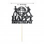 70S Disco Cake Topper, Black Glitter 1970S Happy Birthday Party Decoration