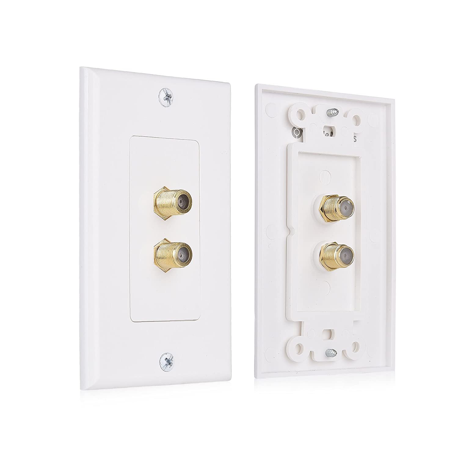 Cable Matters 2Pack 2Port TV Cable Wall Plate (Coax Wall Plate) in White