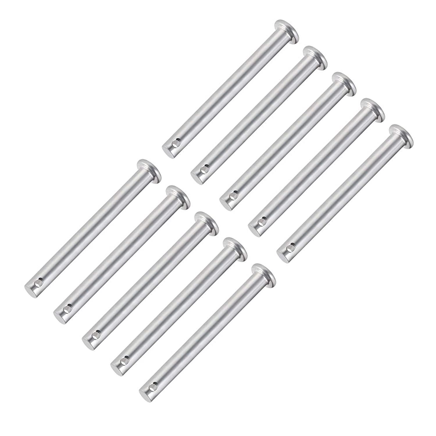 uxcell Single Hole Clevis Pins,6mm x 60mm Flat Head Zinc-Plating Steel 10 Pcs