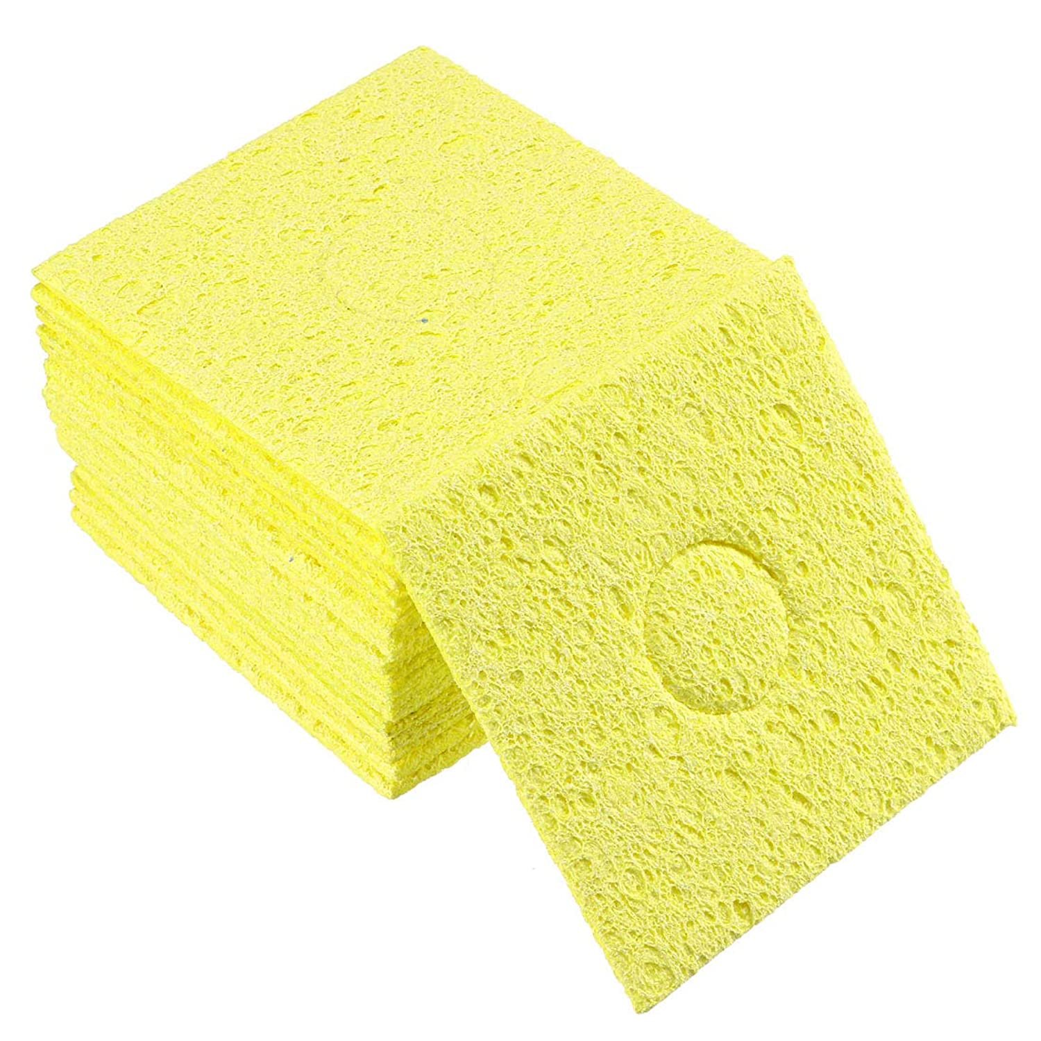 uxcell Soldering Sponge 56x56x2.2mm for Iron Tips Cleaner, Square Yellow 20pcs