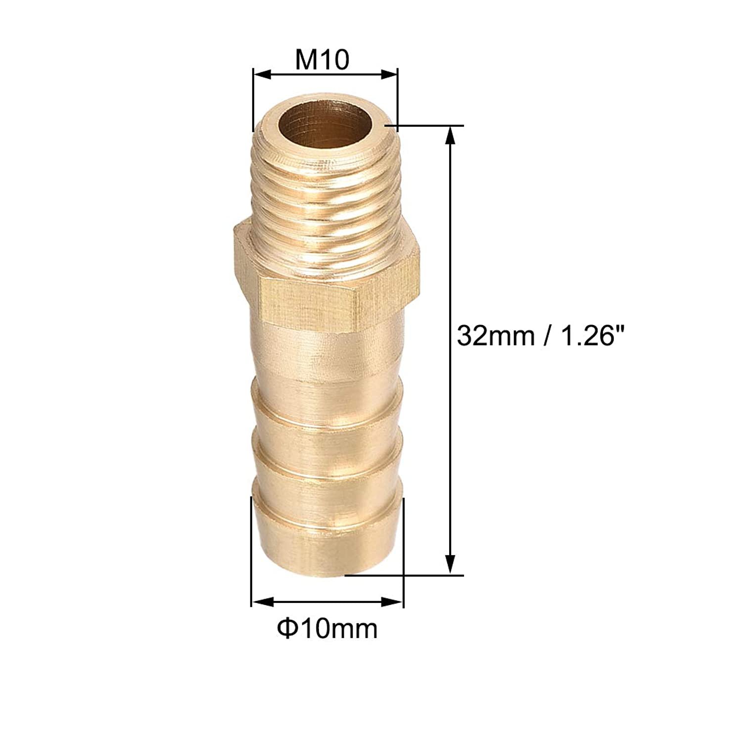 Uxcell Brass Fitting Connector Metric M Male To Barb Fit Hose Id