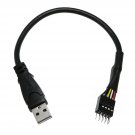 Black 9-Pin Usb Idc Dupont Male Header To Single Usb 2.0 Type A Male Cable 7.8 Inches