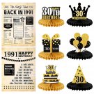 6Pcs 30Th Birthday Party Honeycomb Centerpieces With Back In 1991 Birthday Bigger Poster