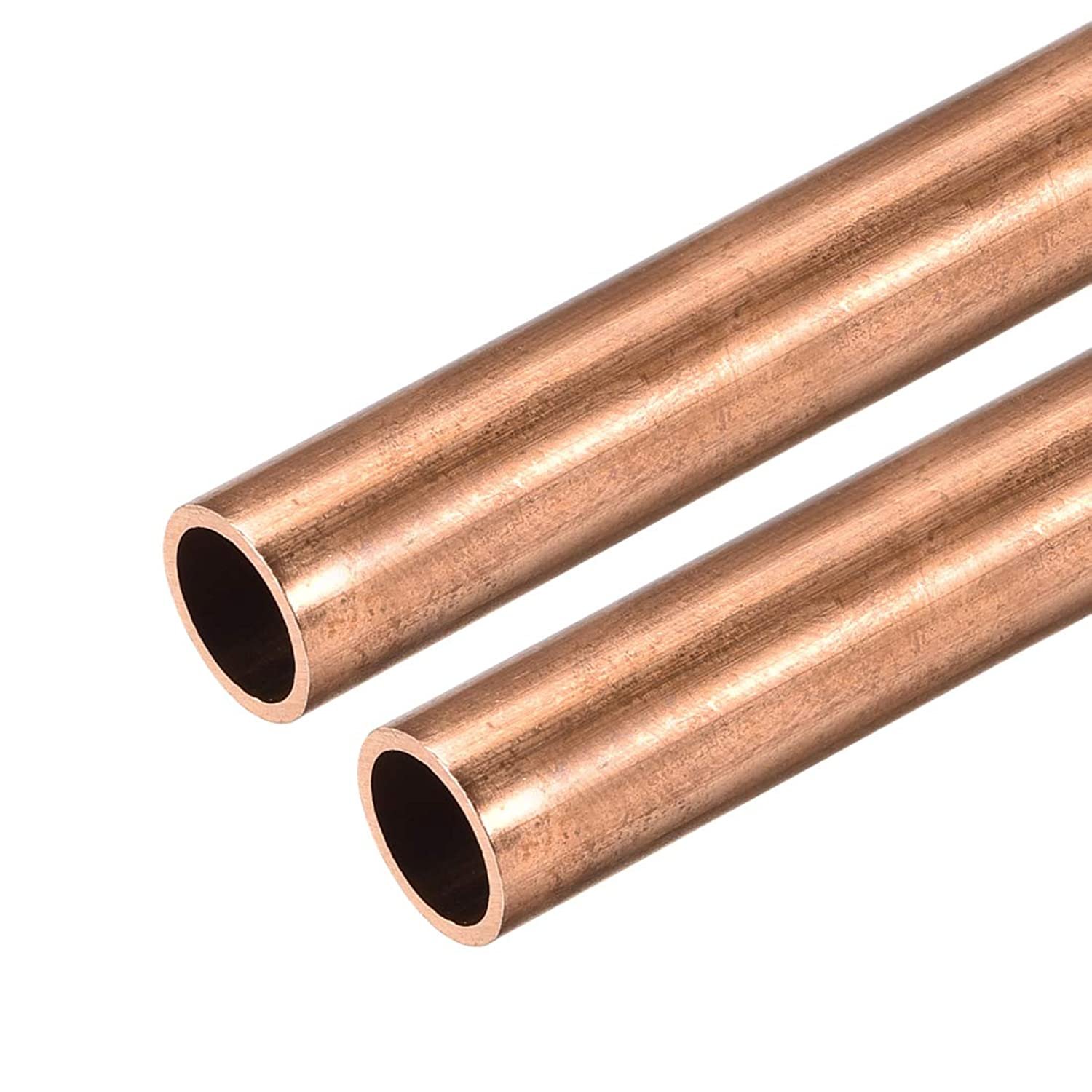 uxcell Copper Round Tube, 10mm OD 1mm Wall Thickness 300mm Long Straight Pipe Tubing 2 Pc