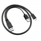 Cablecc Type-C USB-C to USB 3.0 Male & USB 2.0 Dual Power Data Y Cable for Laptop & Hard
