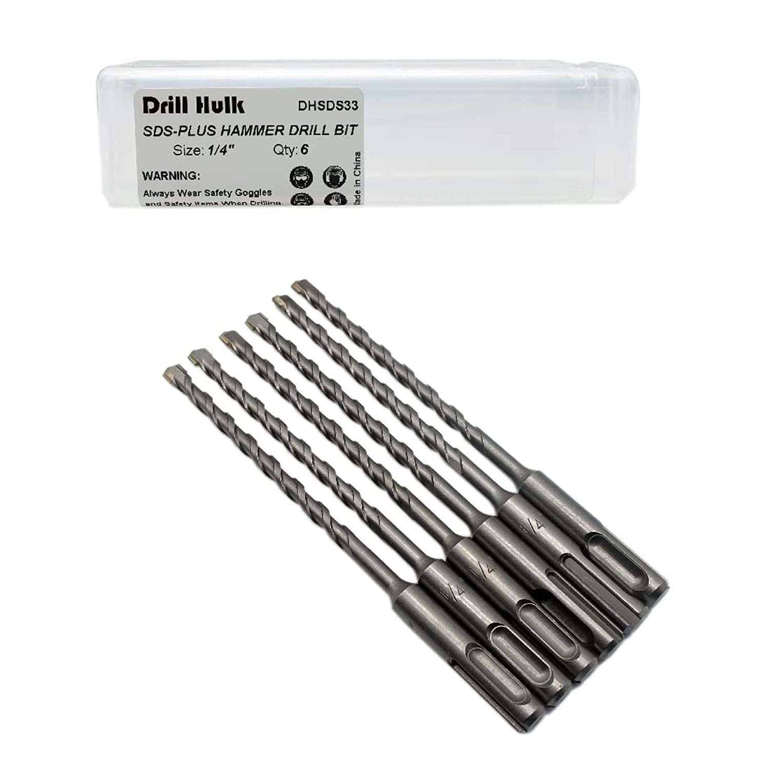 1/4-Inch Carbide-Tipped Sds-Plus Rotary Hammer Drill Bit For Concrete, Brick, Stone, Pack