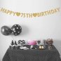 Gold Happy 75Th Birthday Banner, Glitter 75 Years Old Woman Or Man Party Decorations, Sup