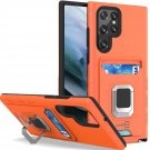 Designed For Samsung Galaxy S22 Ultra Case, Card Slot Kickstand Ring Rugged Phone Cover -
