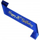 Blue Happy 20Th Birthday Sash, Gold Foil Boy Girl 20 Years Birthday Gift, Party Supply, A