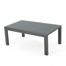 Christopher Knight Home Cape Coral Outdoor Aluminum Coffee Table with Tempered Glass Tabl