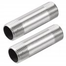 uxcell Stainless Steel Pipe Fitting G1/2 Male to G1/2 Male Thread 70mm Length Cast Pipe