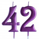 Pink 42Nd Birthday Candle, Number 42 Years Old Candles Cake Topper, Woman Party Decoration